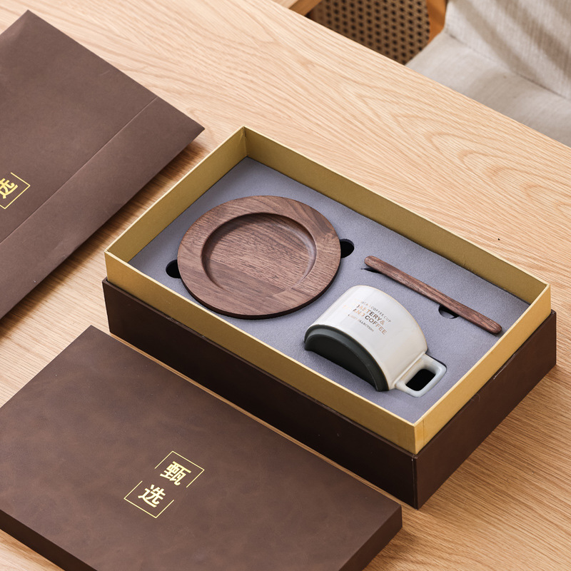 Taza de café americana con taza de nuez, taza de cerámica, taza de cerámica, regalo de mano