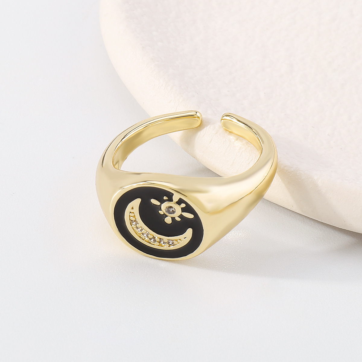 Fashion Simple Dripping Star Moon Zircon  Knuckle Zircon Copper Ring