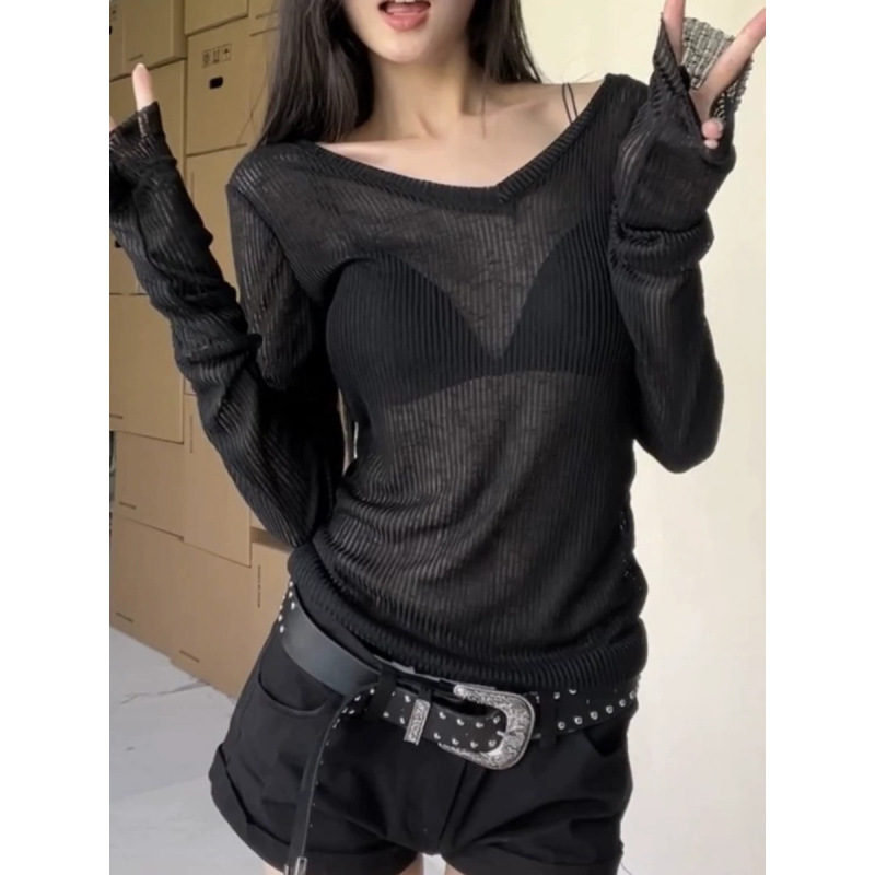 Autumn sexy knitted elastic fitted base long-sleeve
