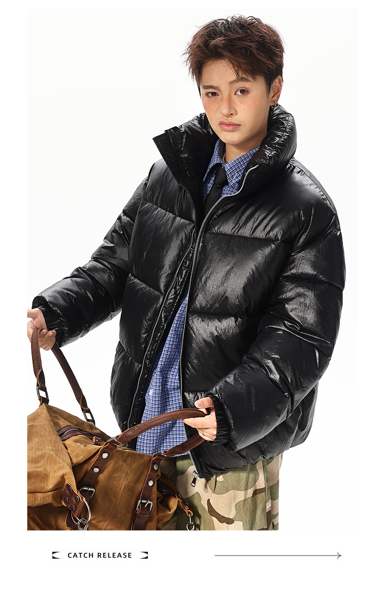 Nylon-Baumwollwattierte Kleidung für Damen und Herren, lockere Baumwollwattierte Jacken, Brotkleidung, Stehkragenjacken für Herren_voghion.com