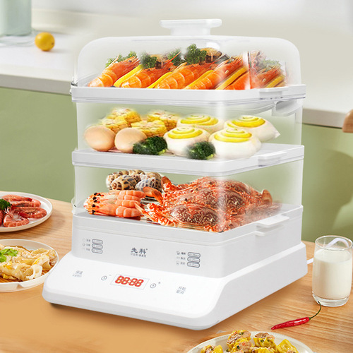SKYCOOK Electric Steamer Household Multi-layer Breakfast Machine Large Capacity Fully Automatic Keeping Warm Pre-set Timing Electric Steamer
