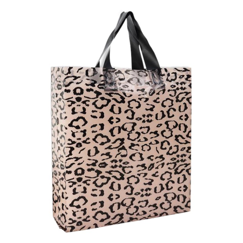 Bolsas de plástico con estampado de leopardo en stock para envío transfronterizo, bolsas de embalaje de PE para ropa y pantalones, bolsas con asa de correa al por mayor. image 1
