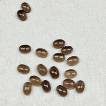 批发天然茶水晶戒面 净体椭圆形平底素面茶晶裸石 蛋面光面半成品