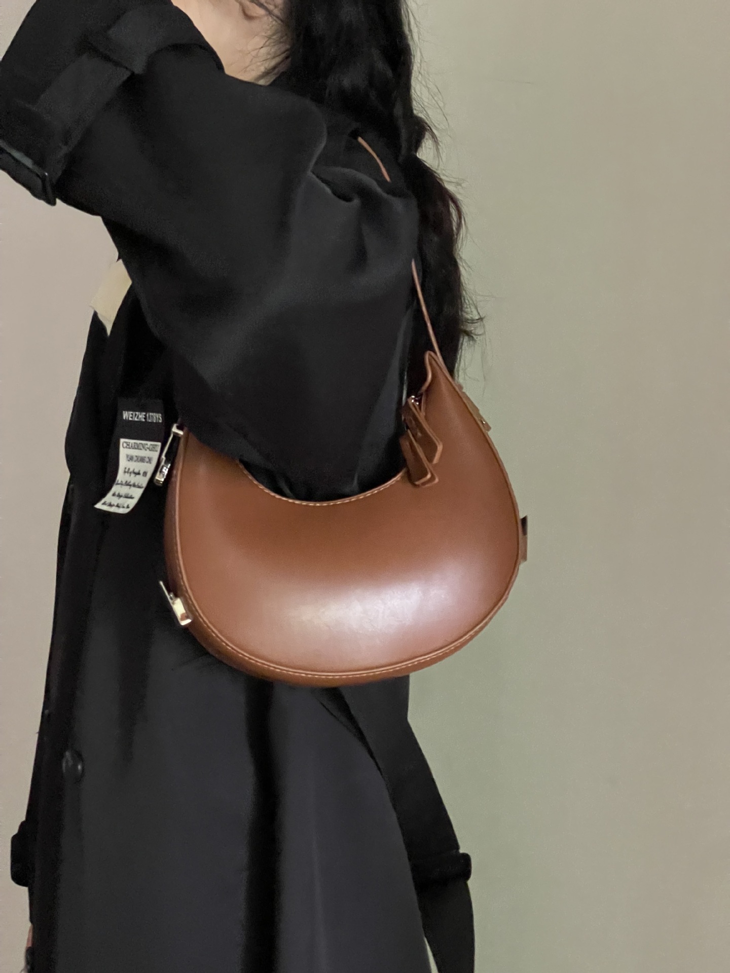 Nuova borsa da donna piccola e alla moda, versatile, con fibbia a chiusura, a forma di mezzaluna, piccola e casual borsa a spalla singola_voghion.com