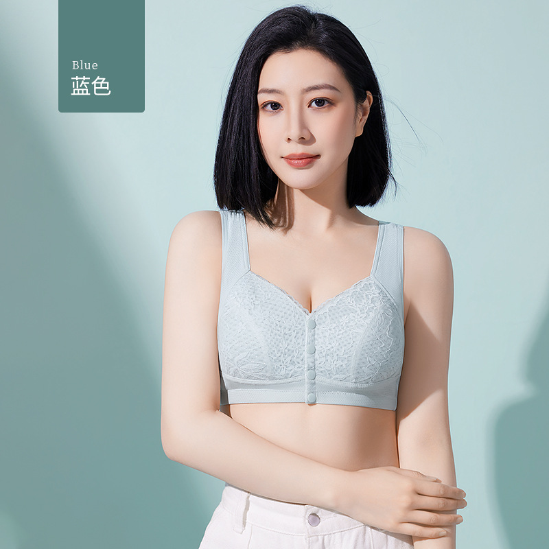 Ropa interior de madre mujer verano sujetador delgado con hebilla delantera de seda de morera de hielo tipo chaleco sin anillo de acero sujetador de mediana edad y ancianos