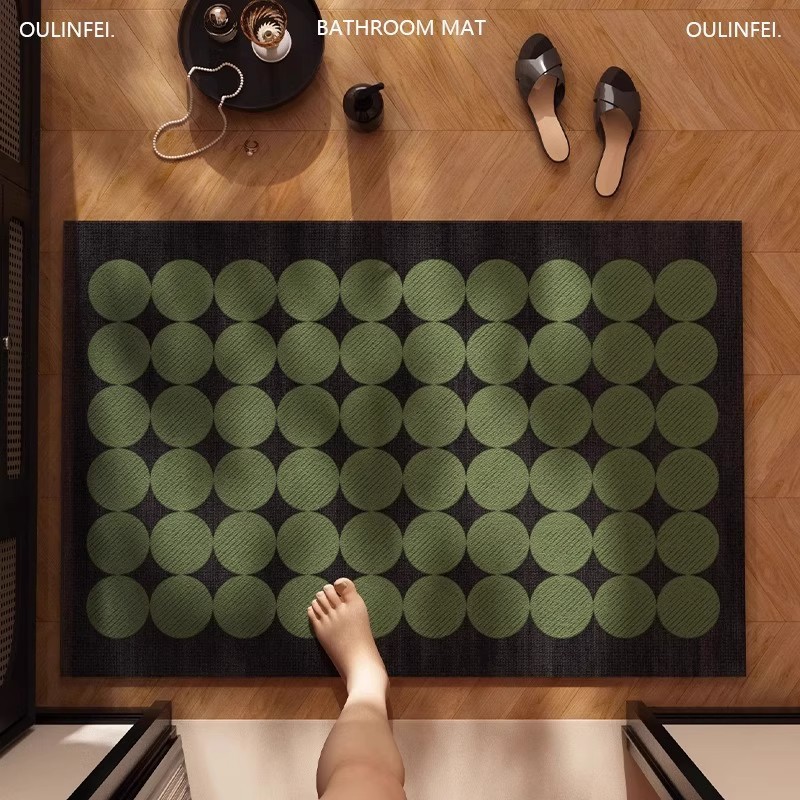 French Retro Diatom Mud Bathroom Floor Mats, Bathroom Non-Slip Absorbent Foot Mats, Entrance Door Mats That Are Stain-Resistant and Easy to Care for