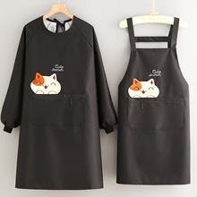 新款高端环保防水围裙防油长袖工作服餐饮上班罩衣厨房家用围腰女