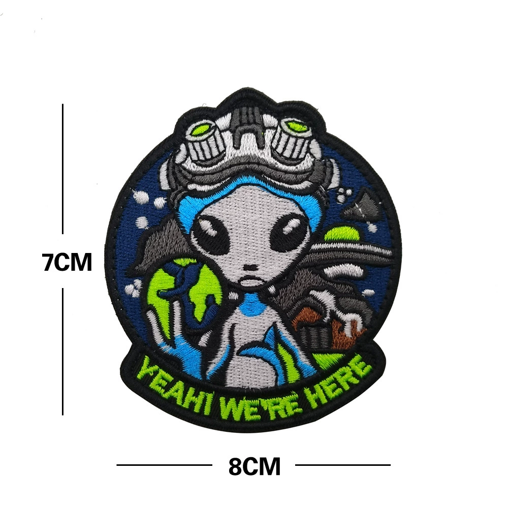 Travel space patch with velcro, badge, with embroidery, dress up
