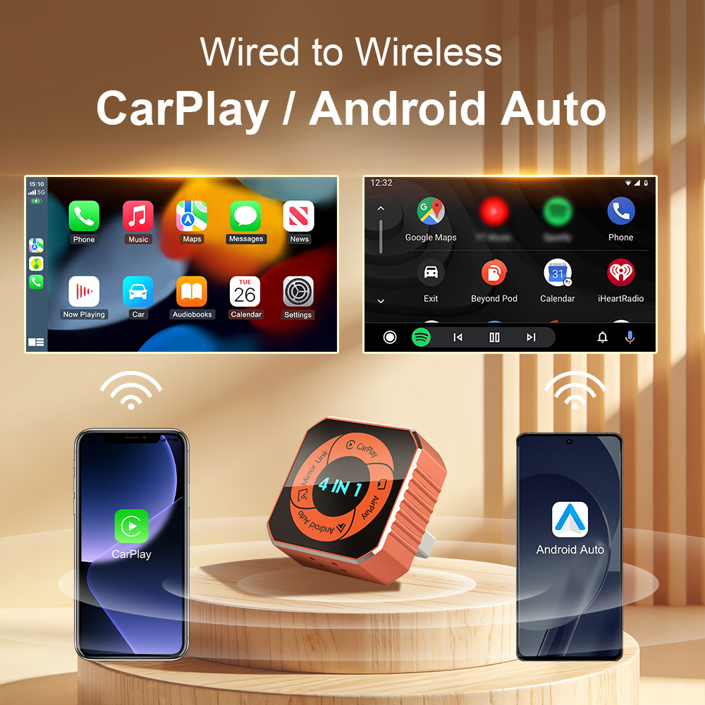 Cross-Border Carplay Box Wired to Wireless In-Car 4-in-1 Smart Connectivity Box for Apple and Android Phones
