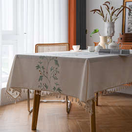 厂家直销现代简约棉麻绣花布艺桌布家用长方形田园风餐桌茶几台布