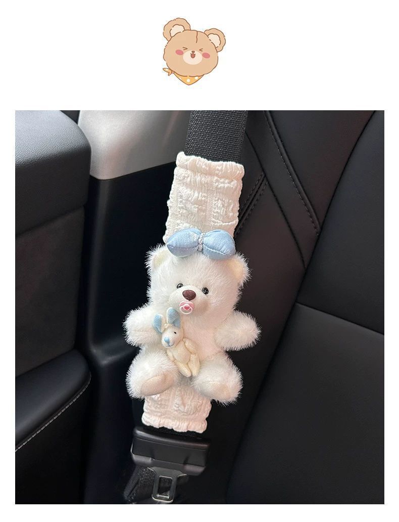 Car Seat Belt Shoulder Protector Anti-Neck Strangulation Cartoon Cute High-End Car Interior Decoration Car Protective Cover for Women
