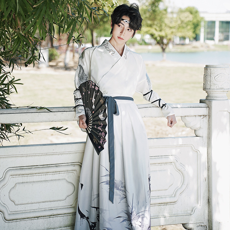 Original Chinese Style Han Dynasty for Men and Women, Gradient Print Embroider, Ancient Costume, Martial Arts, Ancient Style Student Class Uniform, Graduation Photo