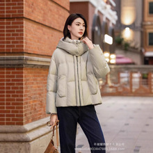 欧洲站平湖羽绒服女冬新品短款鹅绒服女90新国标鹅绒布感面料