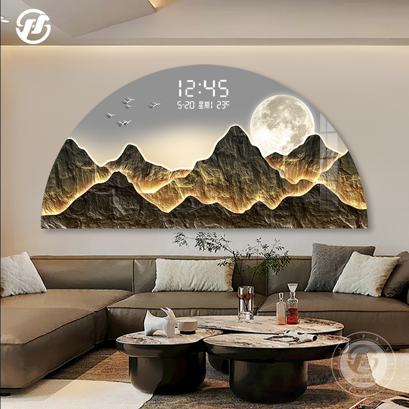 Atmosfera paisaje sala de estar pintura de decoración lujosa ligera buena significación detrás de la columna colgante pantalla digital electrónica pintura de lámpara de sala de té dormitorio