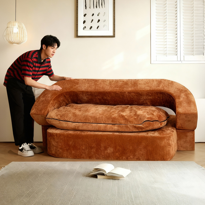 Sofá de tela de compresión al vacío estilo medieval sala de estar módulo doméstico doble triple plegable doble uso sofá cama desmontable