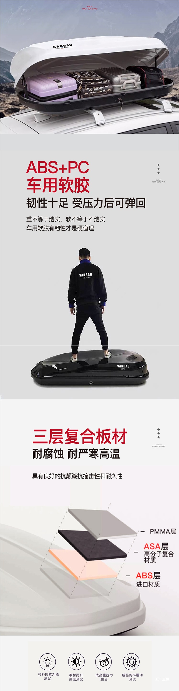Roof Box Luggage Large Capacity Suv Roof Box Universal Sanbao Luggage Rack Factory Direct Peihui
