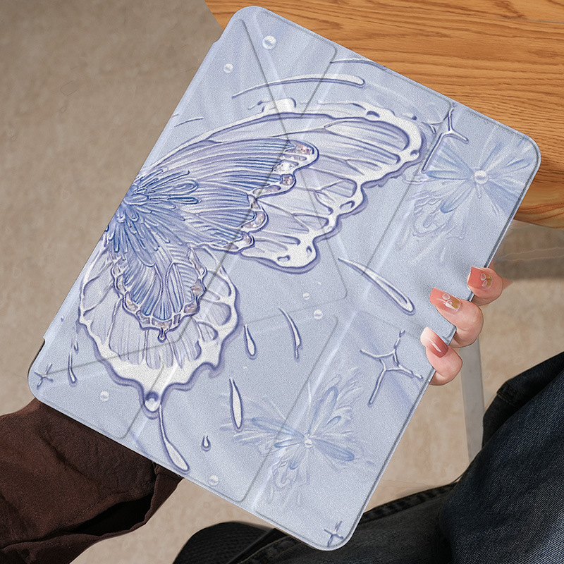 Y-Fold Stand Suitable for iPad Case, Tablet Shell, Acrylic, 7 Slots for Pens, 6 Slots for Huawei Air 11.5inch, Lenovo, Xiaomi