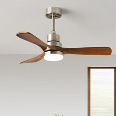 2025新型大風力扇風機客間シャンデリアLEDレストラン寝室吊り扇一体インバータ復古ファン付き