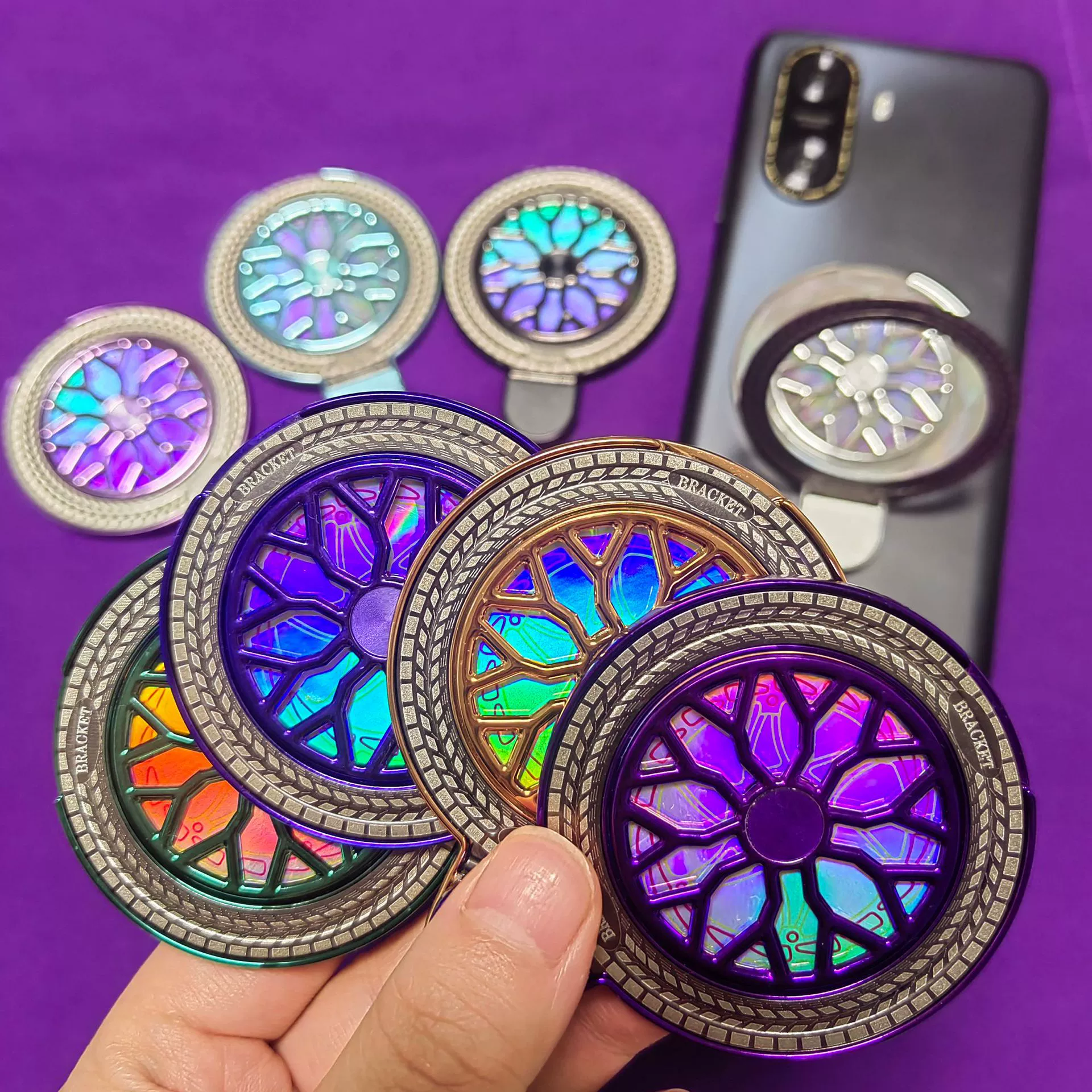 Фабрика новый красочный снежинка гироскоп для телефона чехол магнитный всасывающий кронштейн вращающийся кончик пальца гироскоп креативная распаковка игрушка