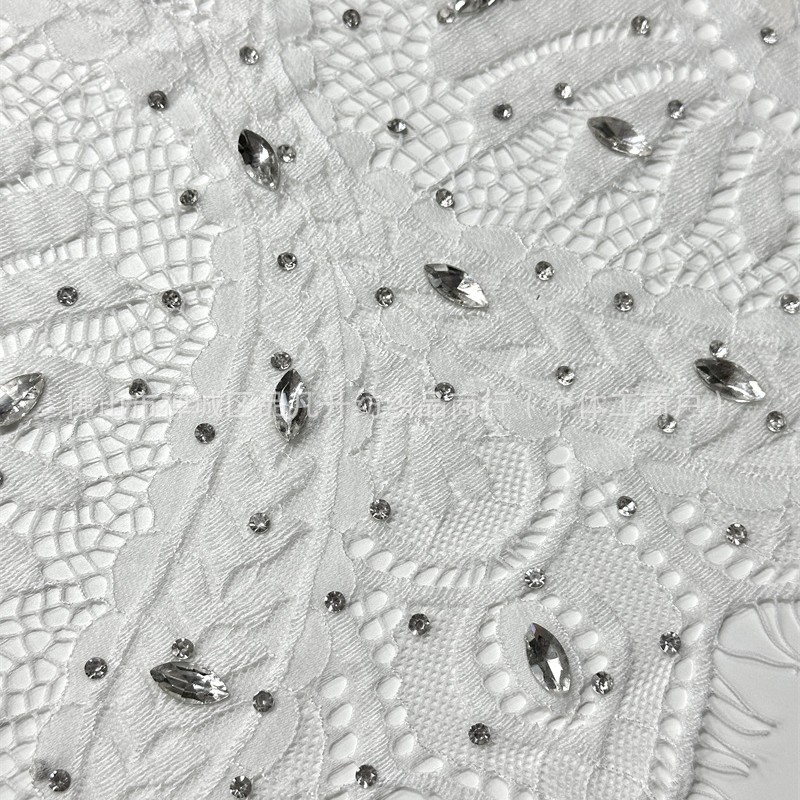 Gaoding vidrio caliente a mano taladro tela de encaje Suzhou vestido de boda cheongsam cena consuetud tela de moda image 6