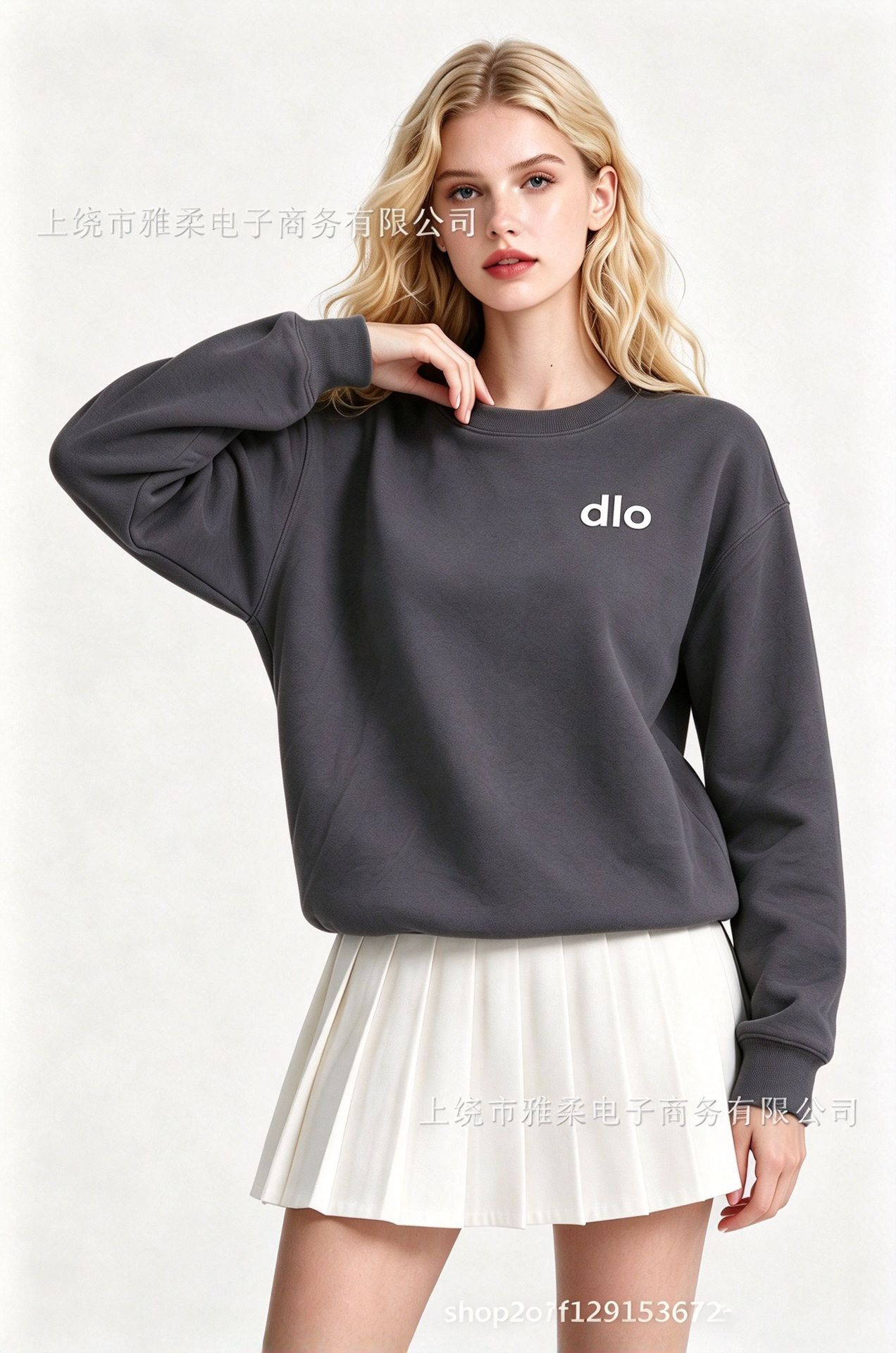 320 gramos de metal de algodón chino en primavera y otoño e invierno, suéter de manga larga de cuello redondo estándar original, suéter suelto, pareja de colores sólidos y sencillos. image 16