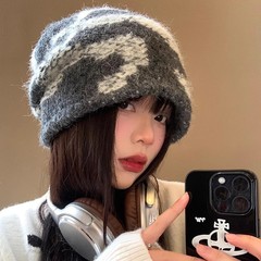 帽子女款秋冬季保暖防寒毛线帽洋气针织显脸小2025新款羊毛堆堆帽