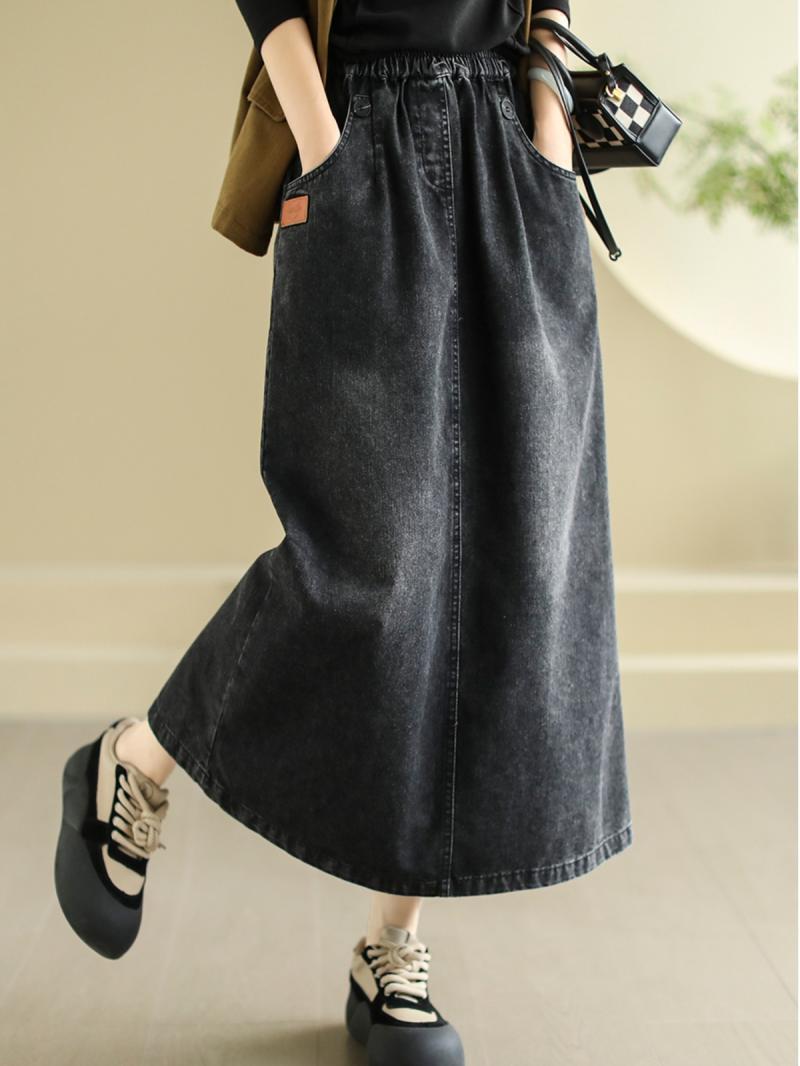 Spring retro design denim skirt