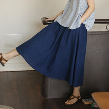 实拍 2025夏季新款日系文艺小清新森系中长款A字裙半身裙长裙子