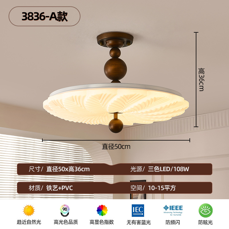 lámpara de techo del dormitorio crema medieval estudio lámpara de dormitorio principal retrógrada francesa de espectro completo armario lámpara de protección de ojos creativa