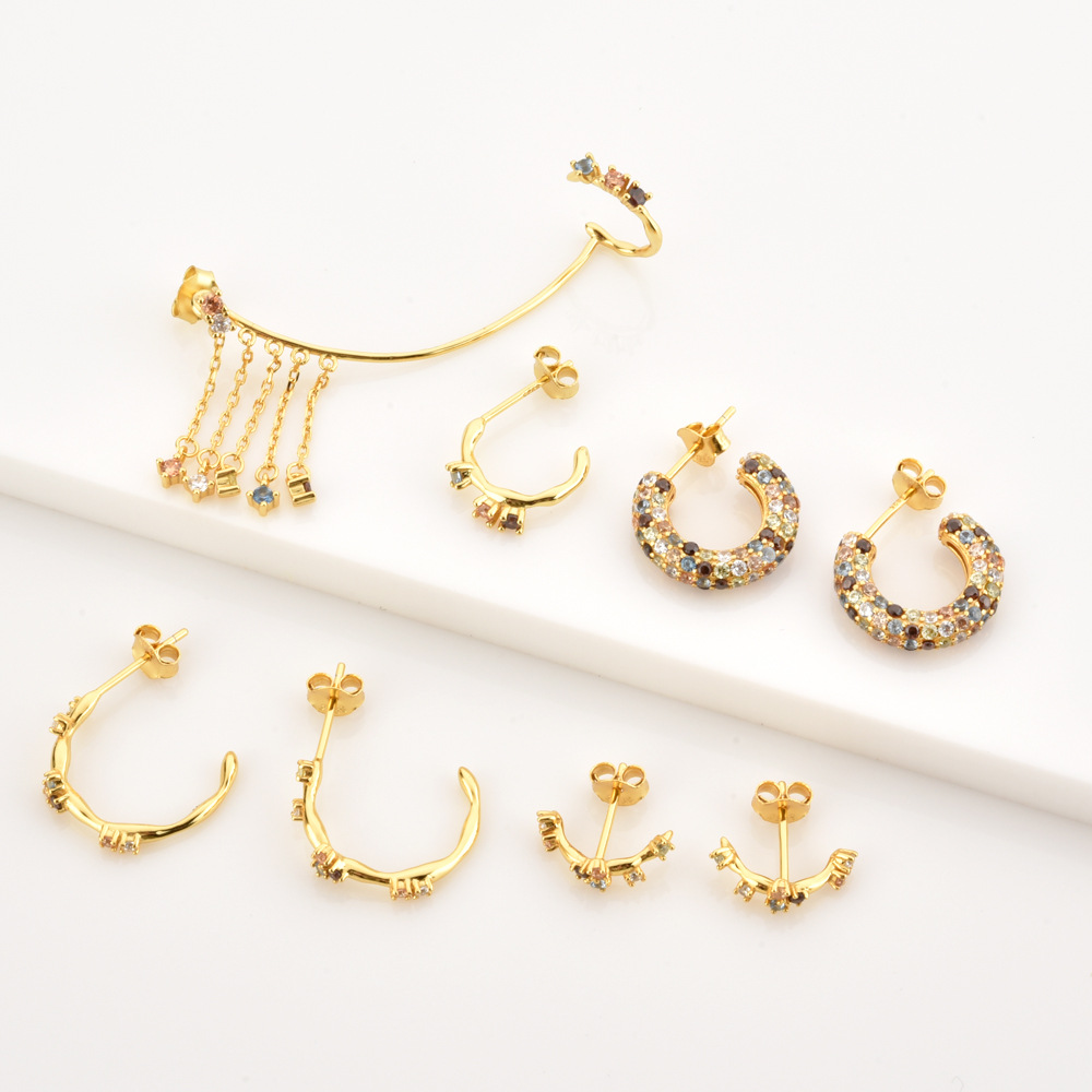 5g Weight 0.05µm-0.08µm Gold Plating Thickness Electroplating Gold Plating Process 925 Sterling Silver Ear Needle Material 18K Real Gold Plated Plating Material Zircon Inlay Material Hoop Earrings, Drop Earrings, Ear Studs Classification Necklace + Jewelry Quantity Daily Occasion 925 Sterling Silver Material Geometric Pattern Women's Gender Simple Style Style Plating Craft Necklace + Jewelry 925 Sterling Silver Geometric Hoop Earrings Drop Earrings Ear Studs 9