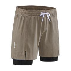 2024 Summer New Men's Two-Piece Sports Shorts Running Pants with Inner Liner Five-Finger Pants Training Pants
