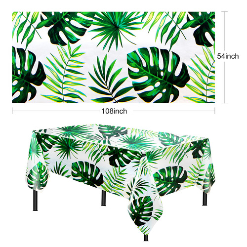 Cross-border new Hawaiian palm leaf tablecloth PEVA waterproof oilproof disposable tropical leaf party tablecloth