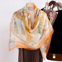 华丽双马新款气质真丝雪纺135大方巾桑蚕丝薄围巾丝巾女夏季防晒