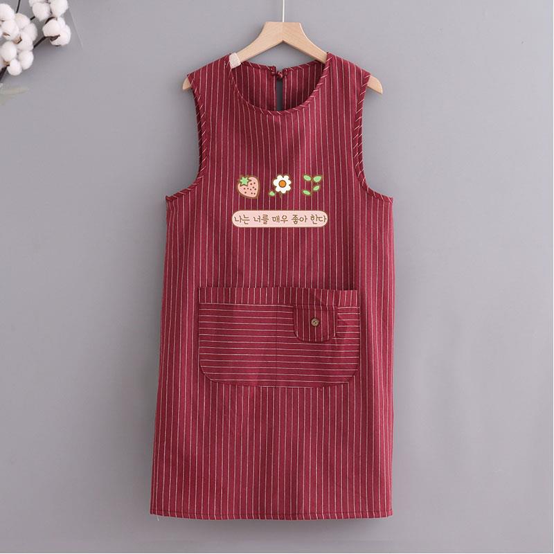 스트라이프 더블 레이어 방수 조끼 한식 플라워 버건디