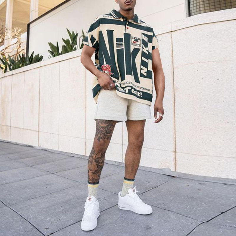 Nike Shirt Graphic Print Beige Green