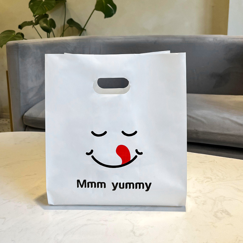 Takeaway embalaje bolsa postre comida bolsa de plástico hornear pastel panadería portátil embalaje bolsa logotipo al por mayor