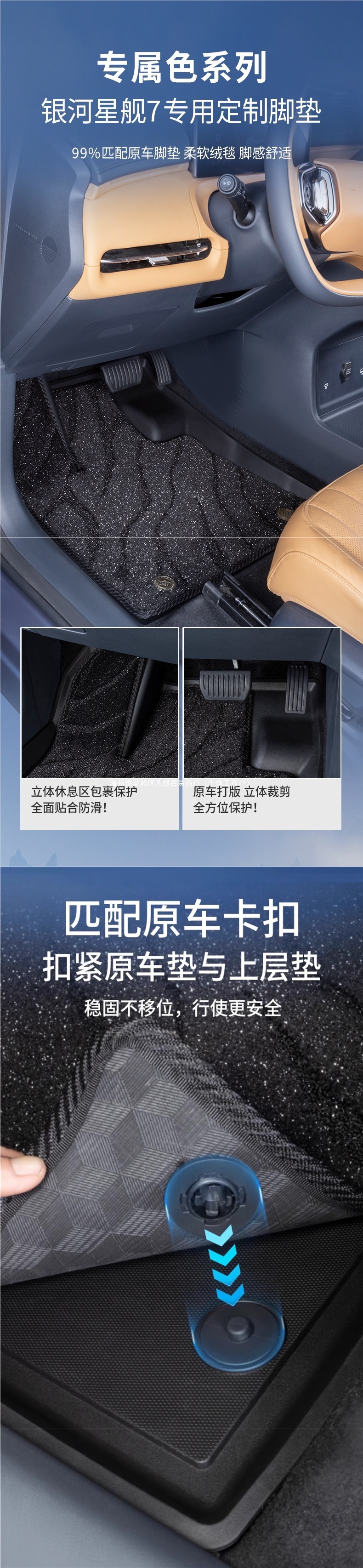 Geely Galaxy Starship 7emi car floor mats, starry sky design, driver-side upper layer, single replacement, Xueni Silk