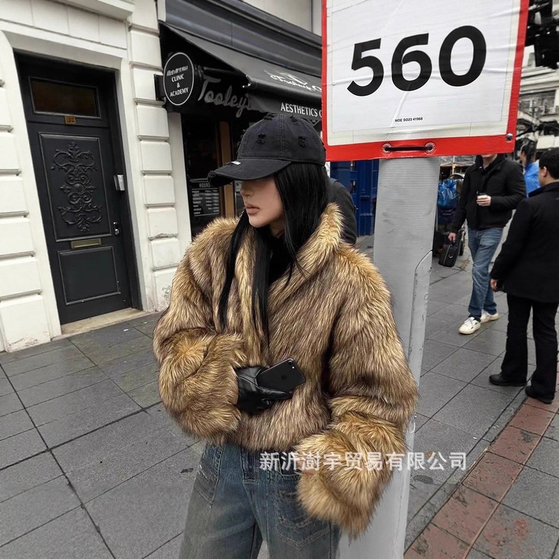 2025 New Hooded Handsome Street American Eco-Friendly Fur Double-Sided Leather Jacket Imitation Mink Velvet Jacket Trendy