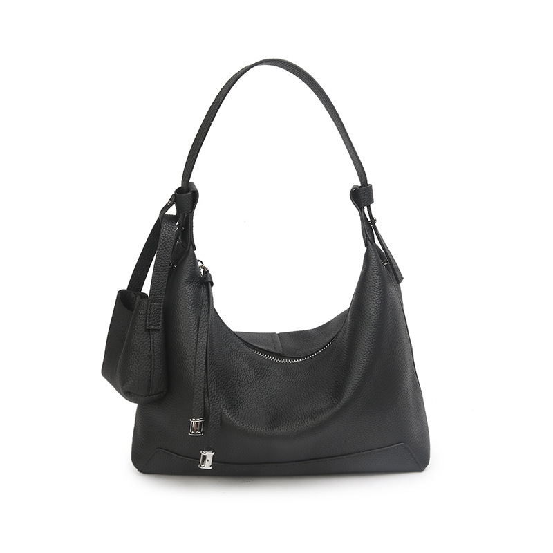 Women's New Genuine Leather Crescent Bag - Large Capacity Shoulder Crossbody Hobo Dumpling Bag & Underarm Handbag - Thumbnail 8