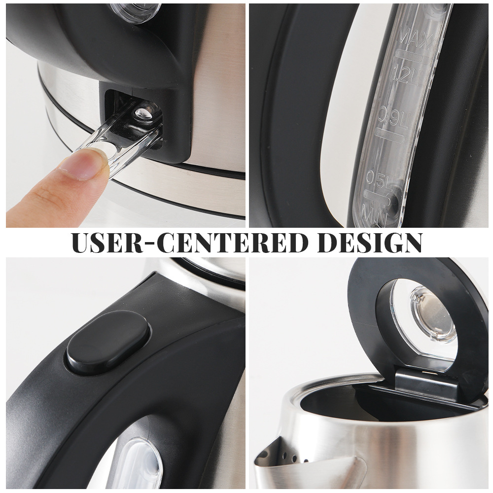 Estrella ganadora transfronteriza 1.2L francés de acero inoxidable hogar pequeño anti-seco quema hervidor de agua Hervidor eléctrico