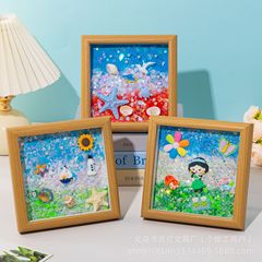新しいクリエイティブ子供の木製 DIY 手作り材料パッケージおもちゃ材料パッケージフォトフレーム絵画手作りテクスチャ絵画