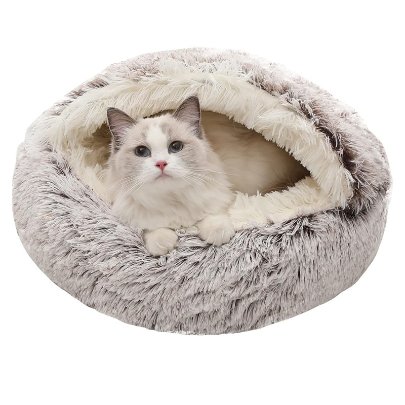 Лежак зимний плюшевый розовый с коротким ворсом 35x35 см