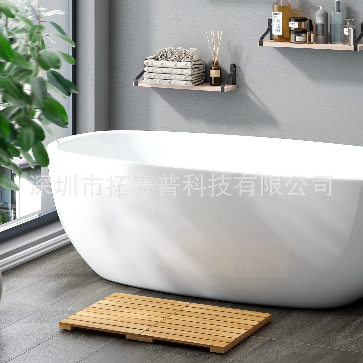 Ventas directas de bambú plegable antideslizante pedal de baño bañera de ducha impermeable antideslizante suelo estera