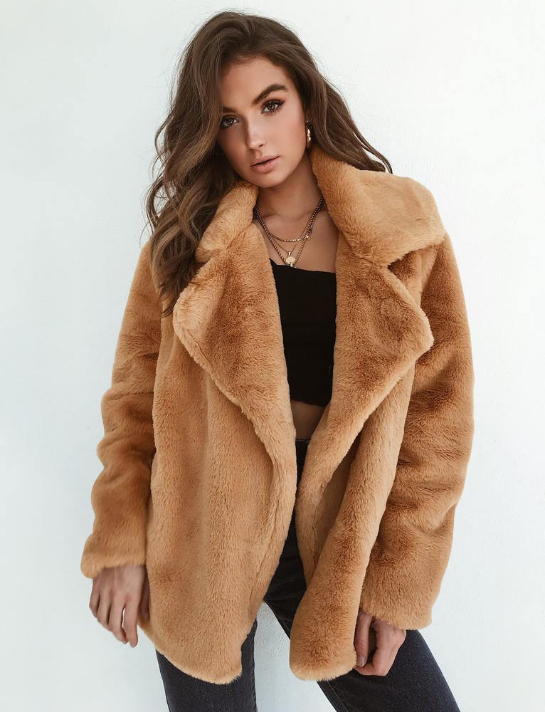 Women's Fur Coat For Winter Warm Plush Suit Collar Jacket_voghion.com