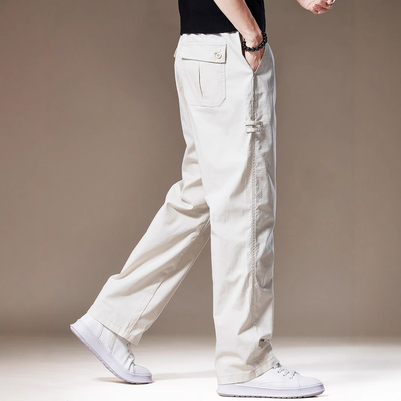 High-End Trendy Brand Spring and Summer New Men's Casual Pants Off-White Thin Loose Straight Cargo Pants Men's Trousers Men's Style