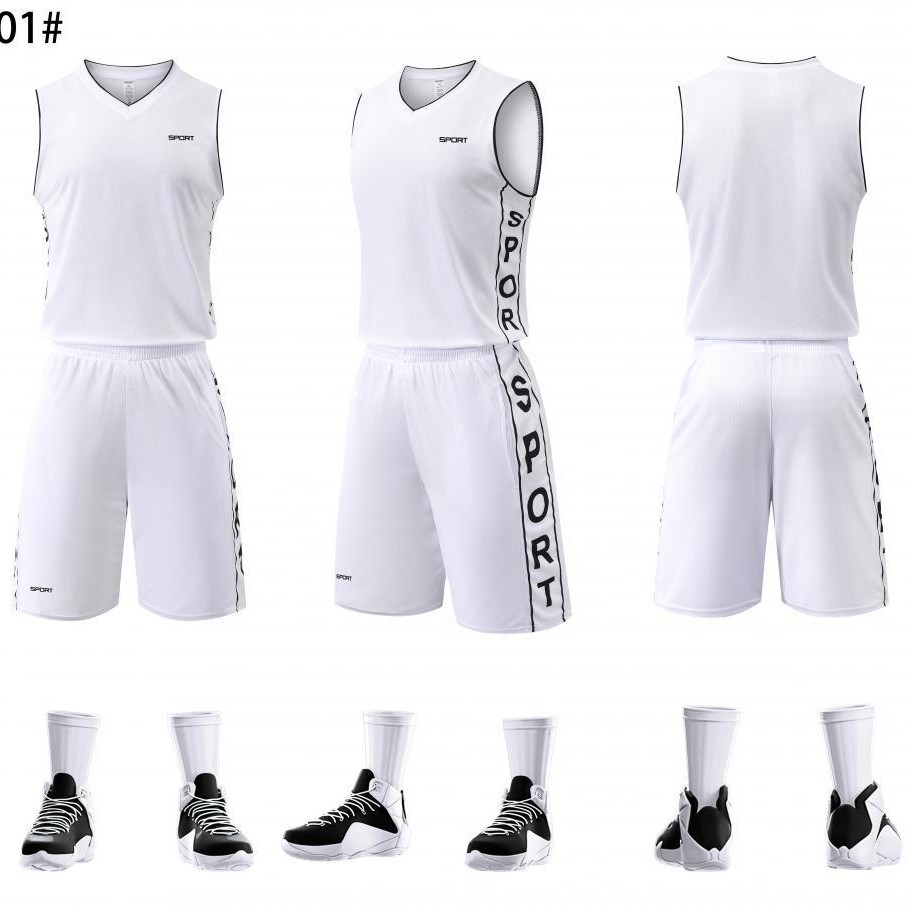 Hengleda 2025 New Letter V-neck Basketball Suit suit Printing Breathable Student Basketball Training Competition Team Uniform