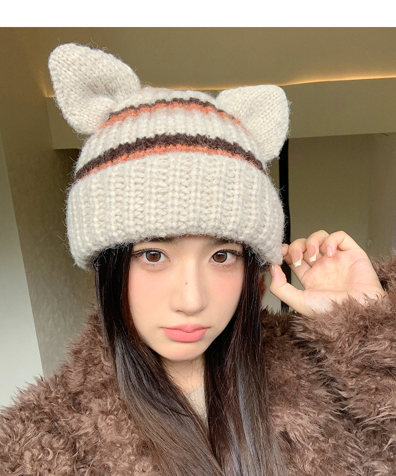 Amerikanischer Stil, süß, cool, dicker, gestreifter Strickpullover aus Schweineohrwolle für Herbst und Winter, warm, lässig, vielseitig, winddicht_voghion.com