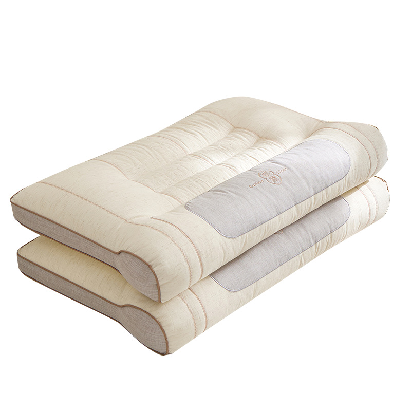 Almohada de algodón para proteger la columna cervical Almohada de algodón y lino para ayudar a dormir en el dormitorio de los estudiantes a dormir