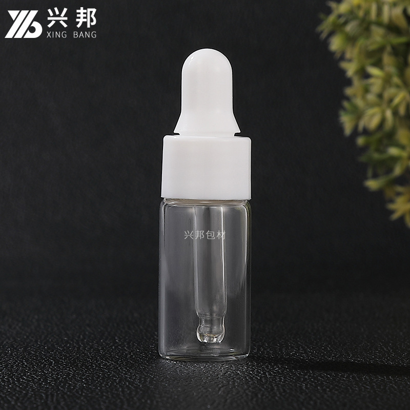 En stock botella cuentagotas 2ml 3ml 5ml botella de vidrio transparente esencia pequeña botella de muestra botella de líquido original botella de aceite esencial sub-botella