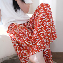 裙裤阔腿裤睡裤女夏棉绸新中式国风灯笼裤可外穿防蚊裤人造棉长裤